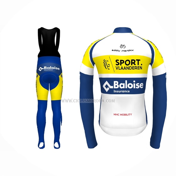2022 Ropa Ciclismo Sport Vlaanderen-Baloise Azul Amarillo Mangas Largas y Culotte Largo